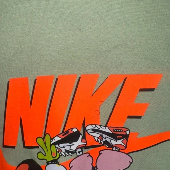 Nike Light Green Graphic Logo Short Sleeve Tee with Neon Orange Accents - Picture 2 of 10